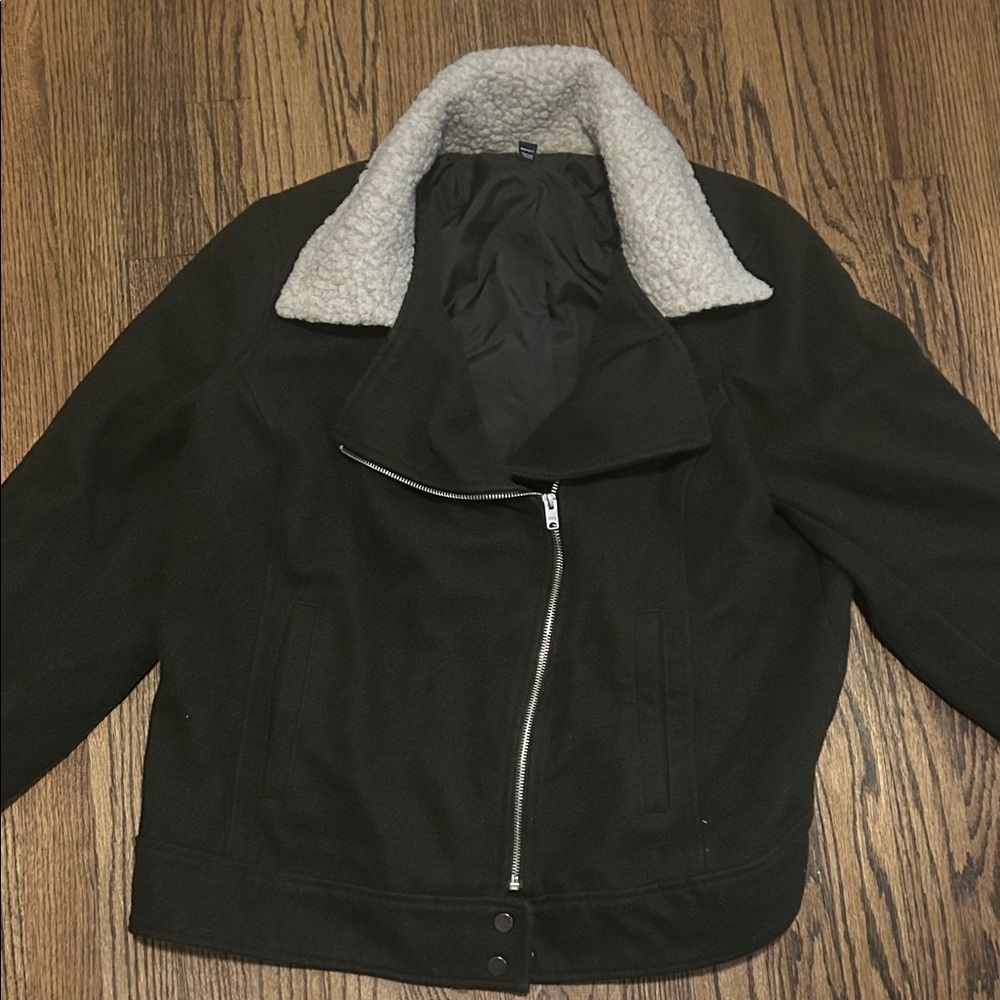 Torrid Deep Olive green Jacket with White Sherpa Collar